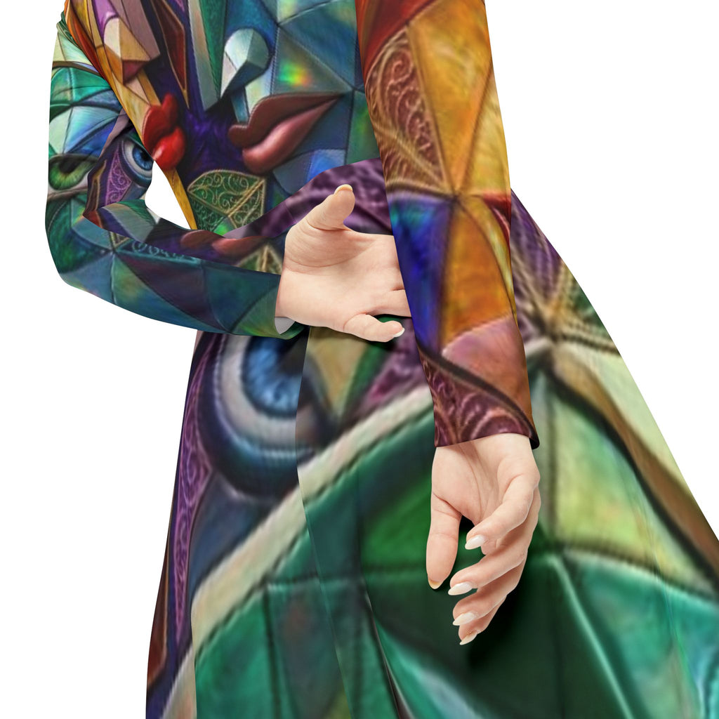Robe de danse à manches longues et motifs cubistes