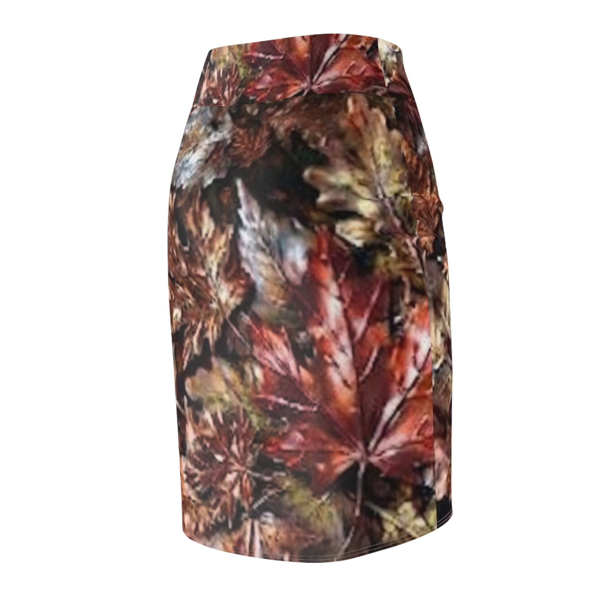 Autumn Leaves Pencil Skirt — Fall Colors Golden Leaf Print -  "No More Stolen Sisters!" #mmiwg Collection