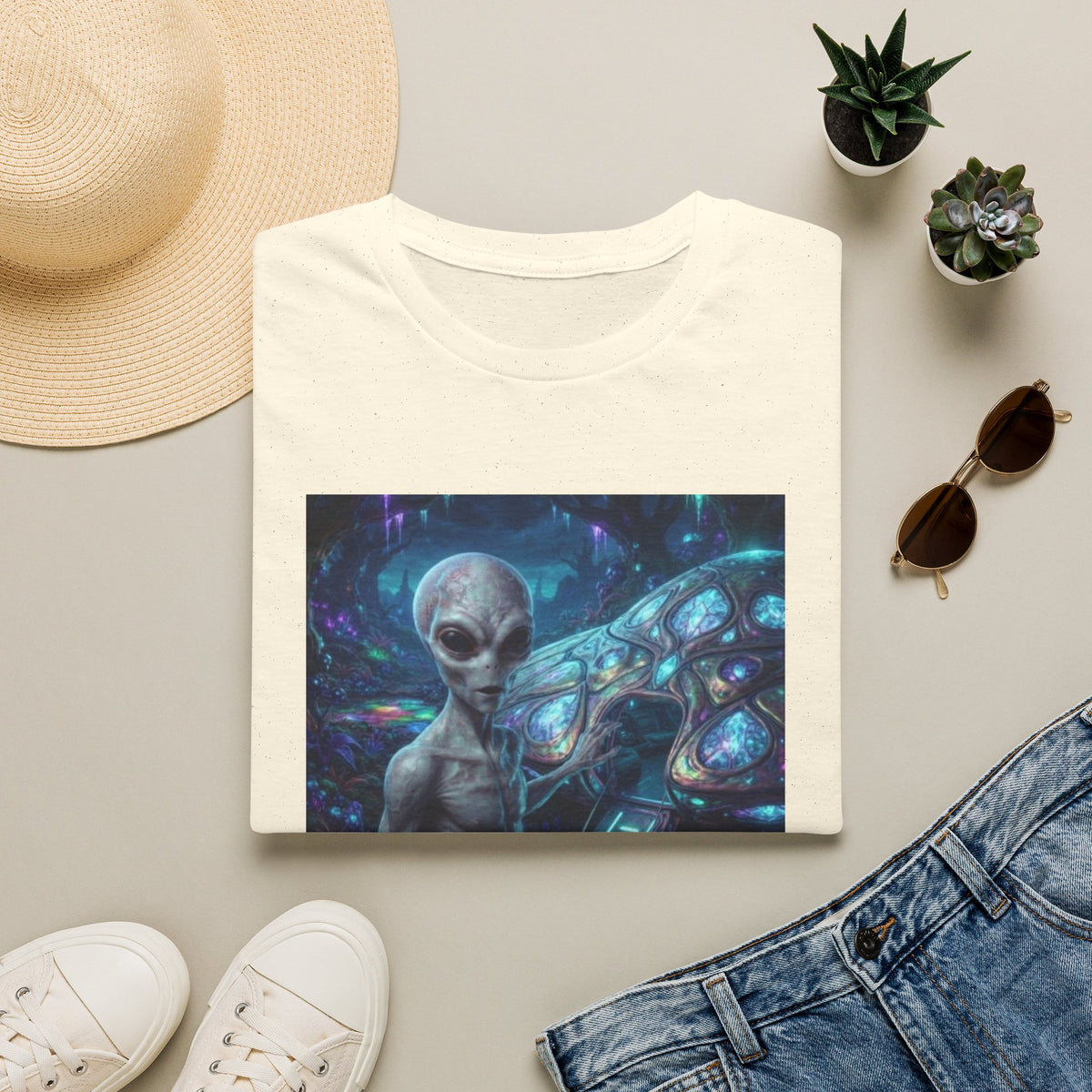 Alien Encounter T‑Shirt — Galactic Grey Extraterrestrial Art Tee