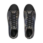 Men's high top sneakers with monochrome wave pattern, canvas shoes by Printify featuring stylish, modern design.