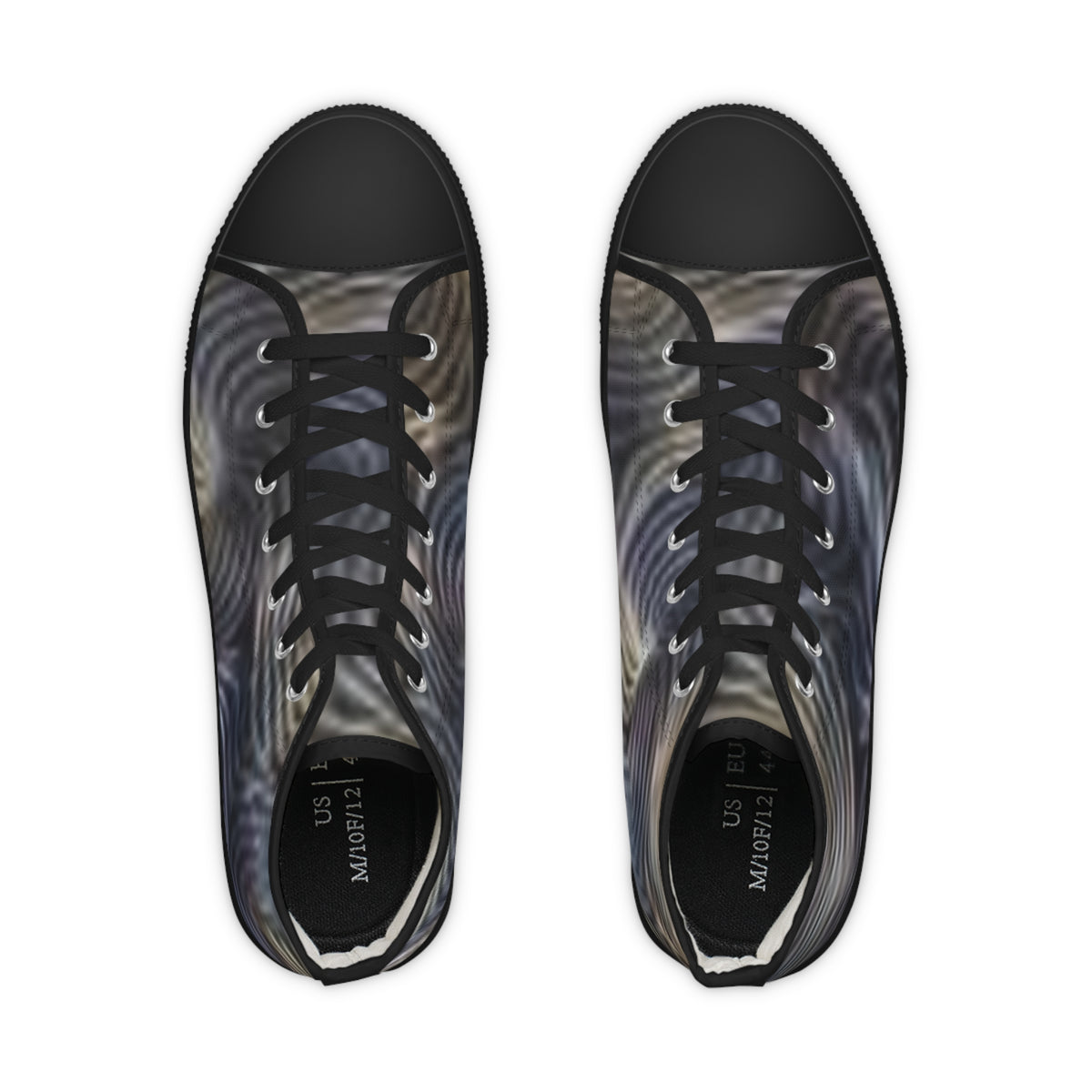 High Top Sneakers — Monochrome Wave Pattern Men’s Canvas Shoes