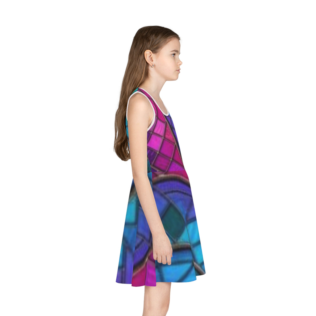 Mosaic Girls' Sundress | Colorful Geometric Tank Dress| No More Stolen Sisters Series #mmiwg