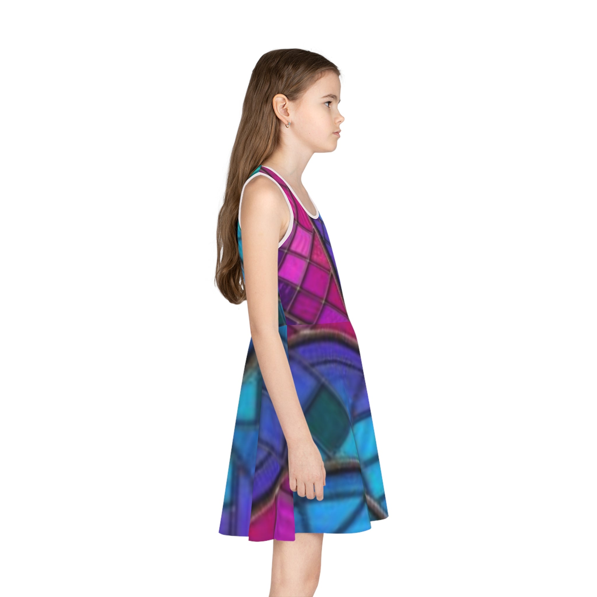 Mosaic Girls' Sundress | Colorful Geometric Tank Dress| No More Stolen Sisters Series #mmiwg