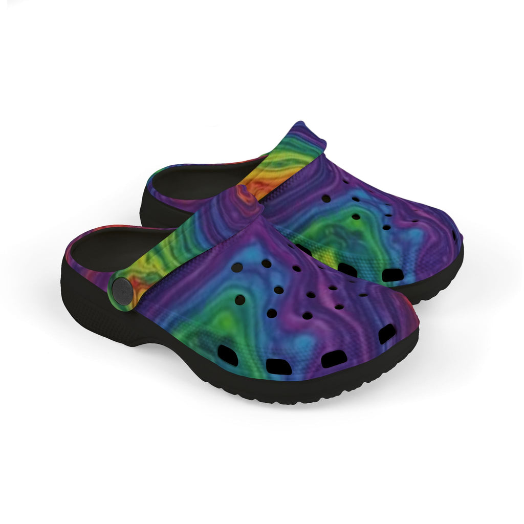 Kids Rainbow Swirl Foam Clogs — Colorful Tie-Dye EVA Slip-Ons
