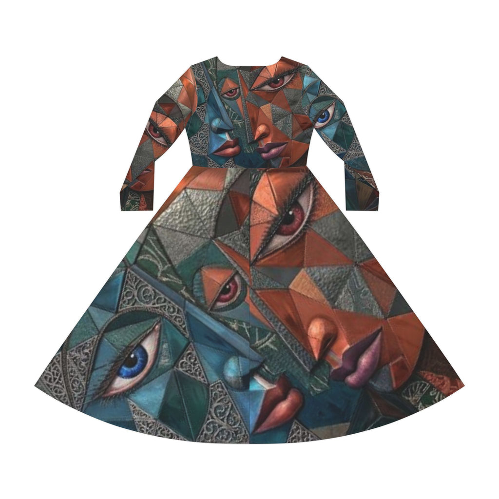 Abstract Dress | Geometric Long Sleeve Dress  |  "No More Stolen Sisters" Series #mmiwg