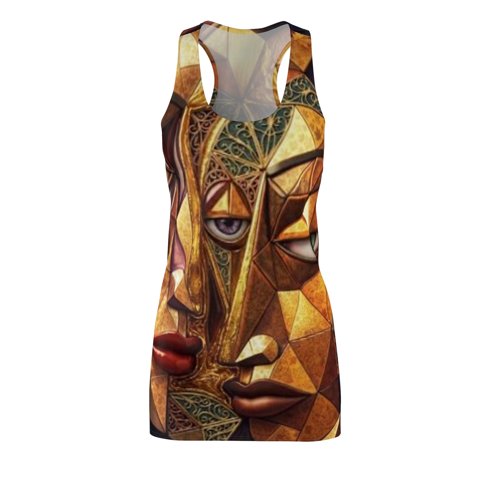 Abstract Tribal Faces Racerback Dress — "No More Stolen Sisters!" Collection