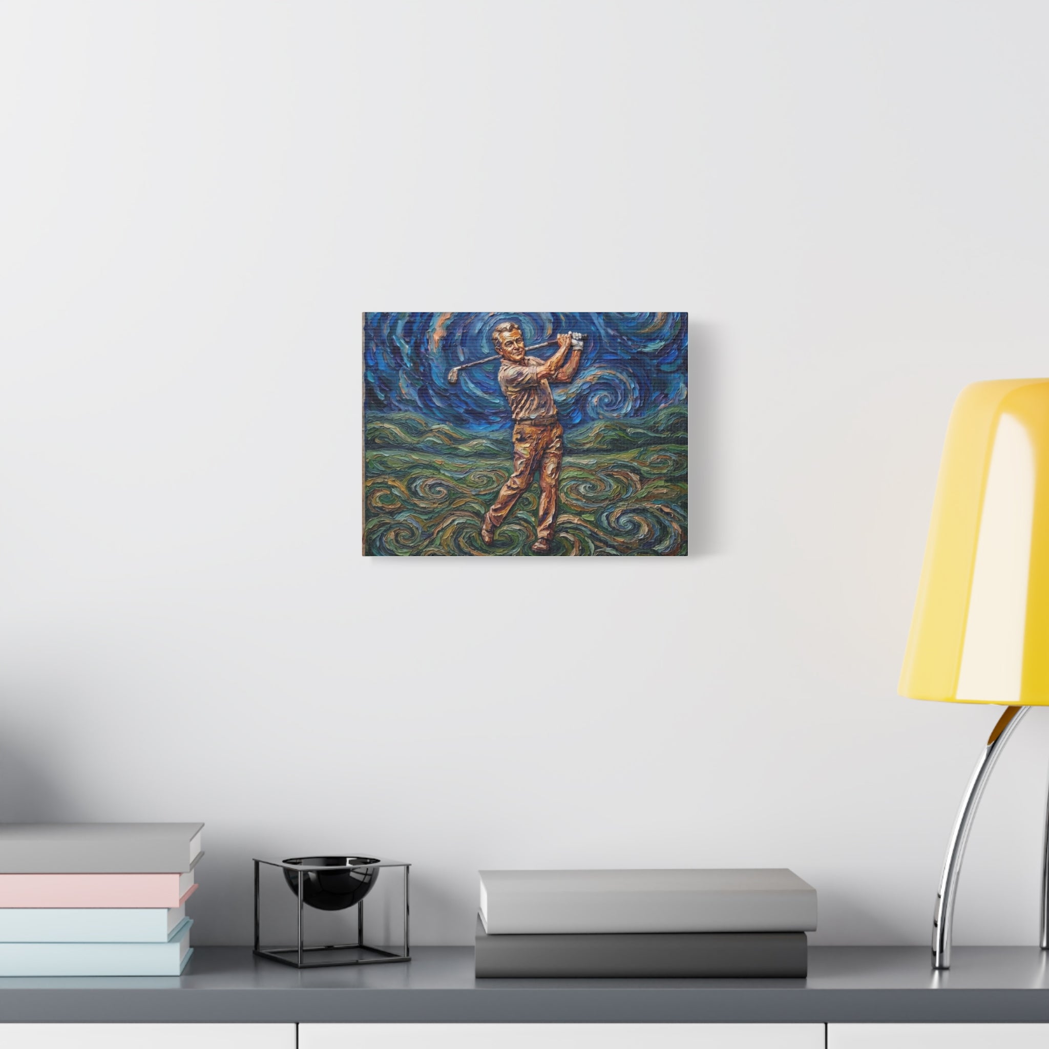 Van Gogh Style Golfer Matte Canvas Wall Art — Stretched 1.25"