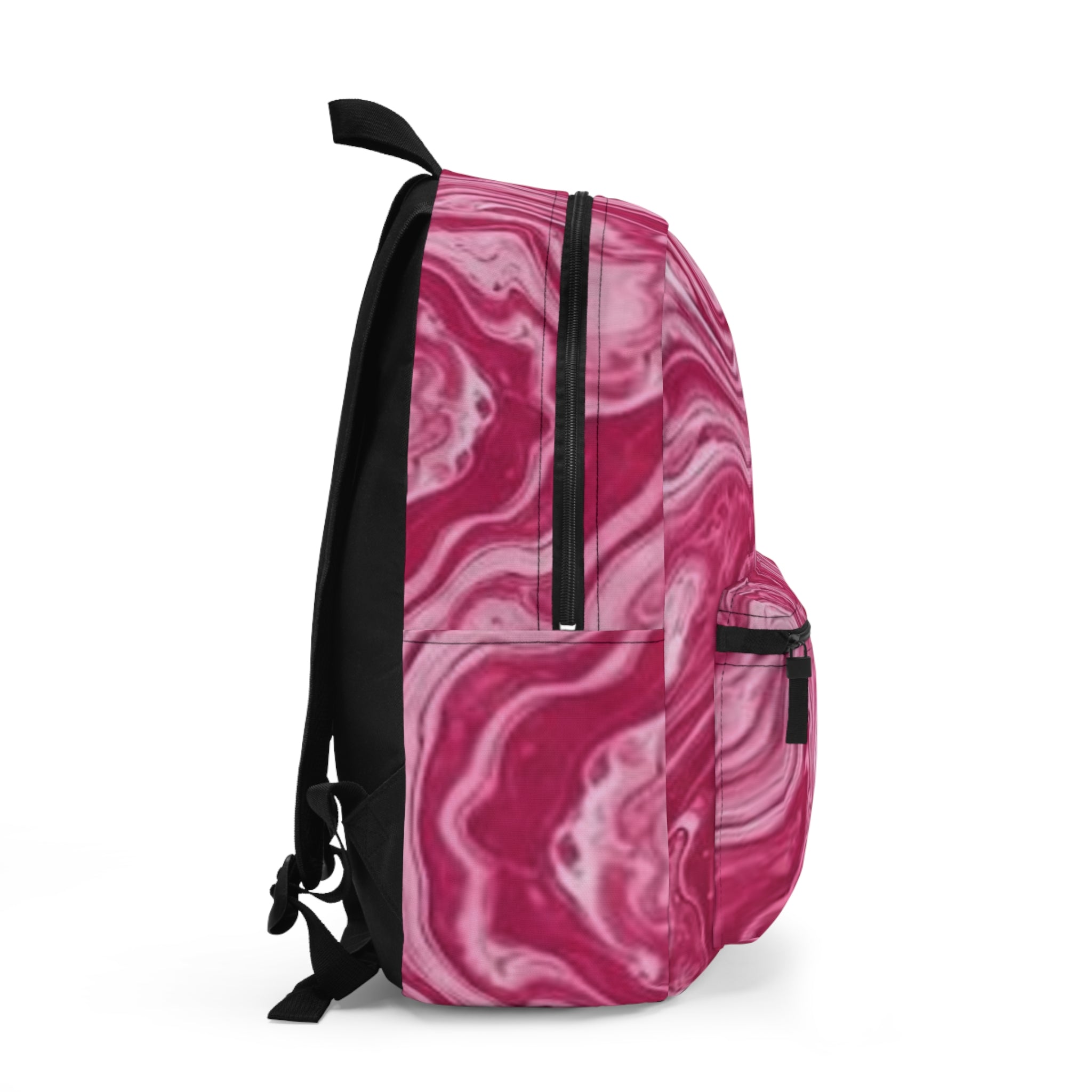 Pink Marble Backpack — Swirled Pink Aesthetic School & Travel Bag