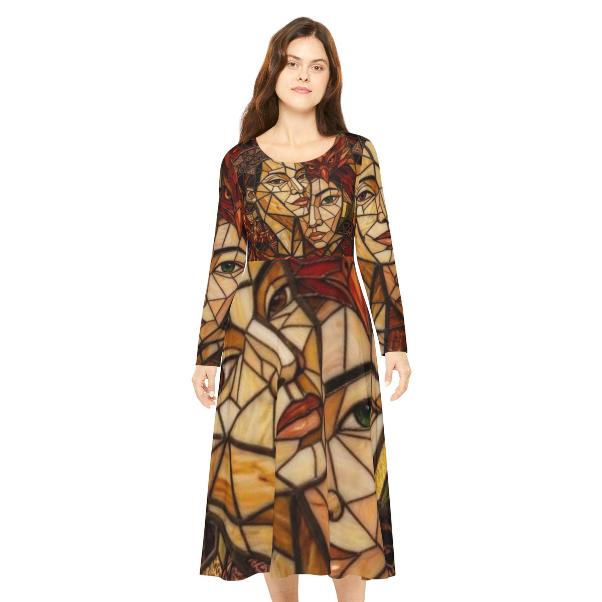 Abtract Unique Women's Long Sleeve Dance Dress, No More Stolen Sisters Series #mmiwg