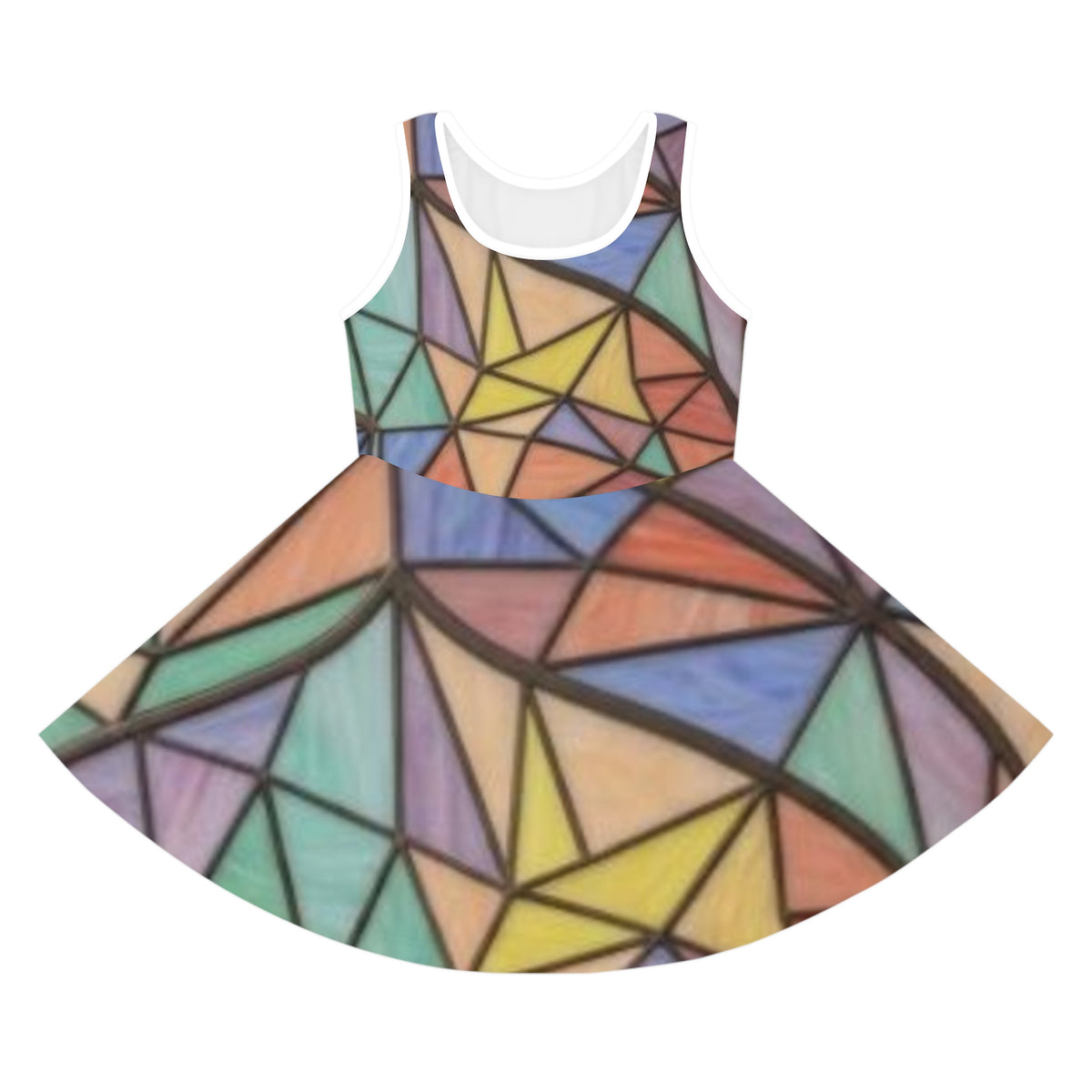 Pastel Geometric Girls Sundress | Sleeveless A-Line Summer Dress | "No More Stolen Sisters" Series #mmiwg