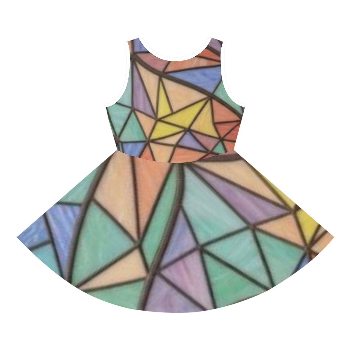 Pastel Geometric Girls Sundress | Sleeveless A-Line Summer Dress | "No More Stolen Sisters" Series #mmiwg