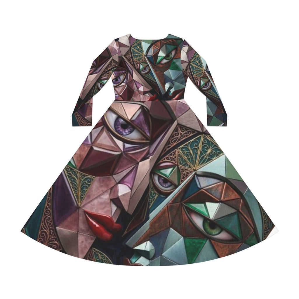 Abstract Geometric Dress Long Sleeve  |  "No More Stolen Sisters" Series #mmiwg