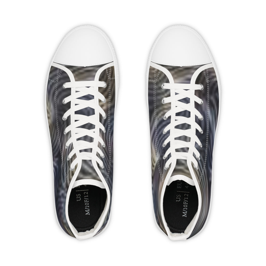 Baskets montantes — Chaussures en toile monochromes à motif vagues pour homme