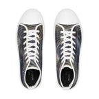 Men's high top sneakers with monochrome wave pattern, canvas shoes from Printify featuring a stylish, modern design.