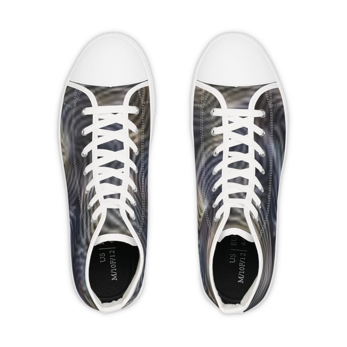 High Top Sneakers — Monochrome Wave Pattern Men’s Canvas Shoes