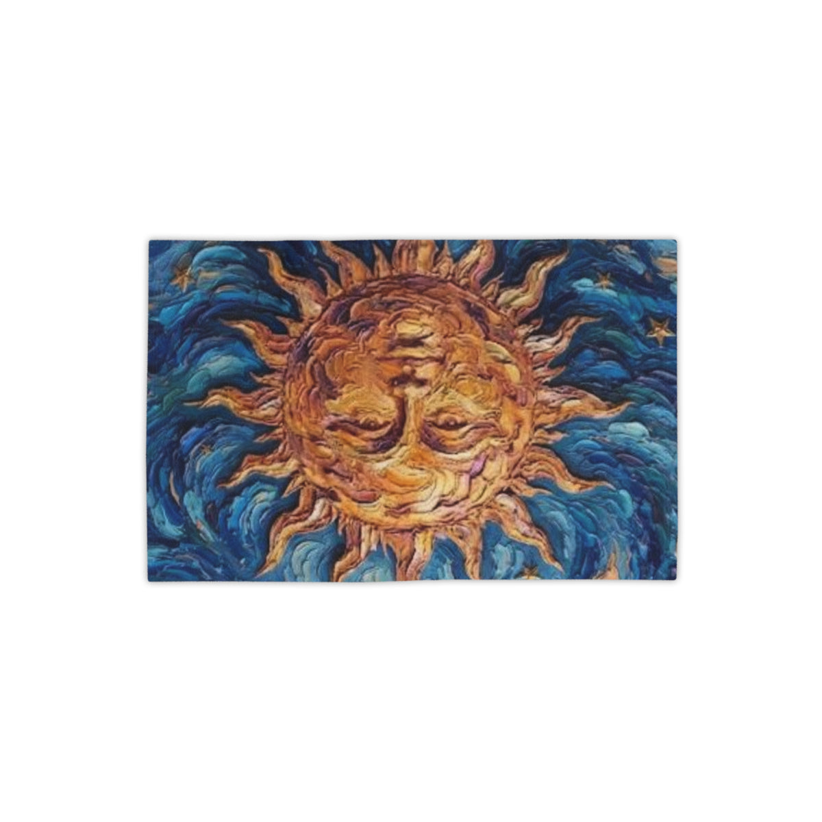 Celestial Sun Beach Towel — Vibrant Van Gogh‑Style Sun & Swirling Blue Waves