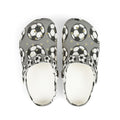 Kids Soccer Clogs — Gray EVA Foam Slip-Ons with Soccer Ball Print