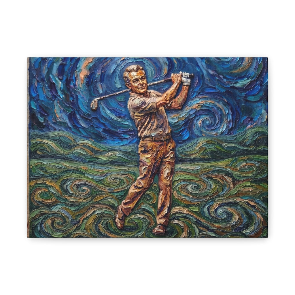 Van Gogh Style Golfer Matte Canvas Wall Art — Stretched 1.25"