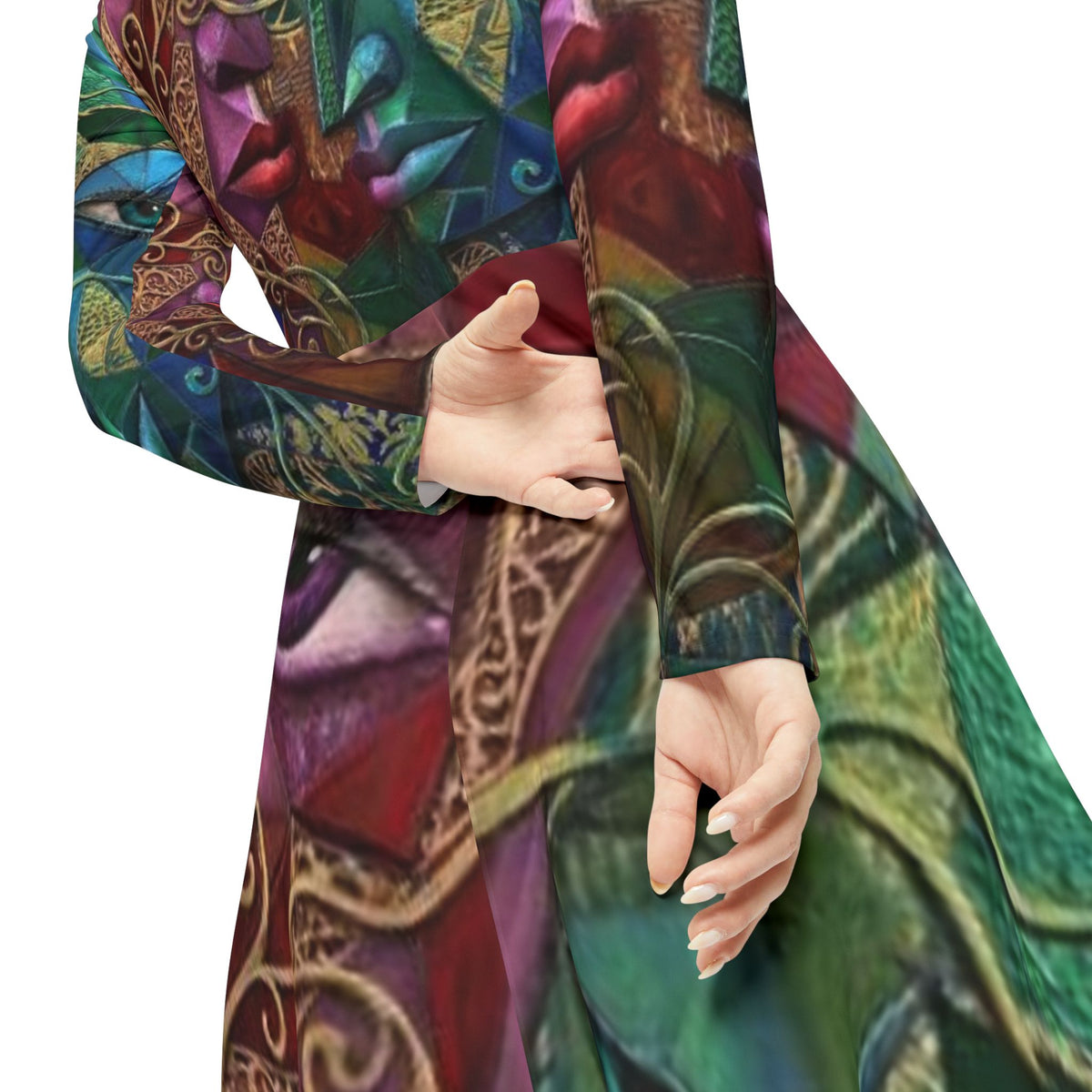 Abstract Mosaic Long Sleeve Dress | Colorful Artistic AOP Dancewear  |  "No More Stolen Sisters" Series #mmiwg