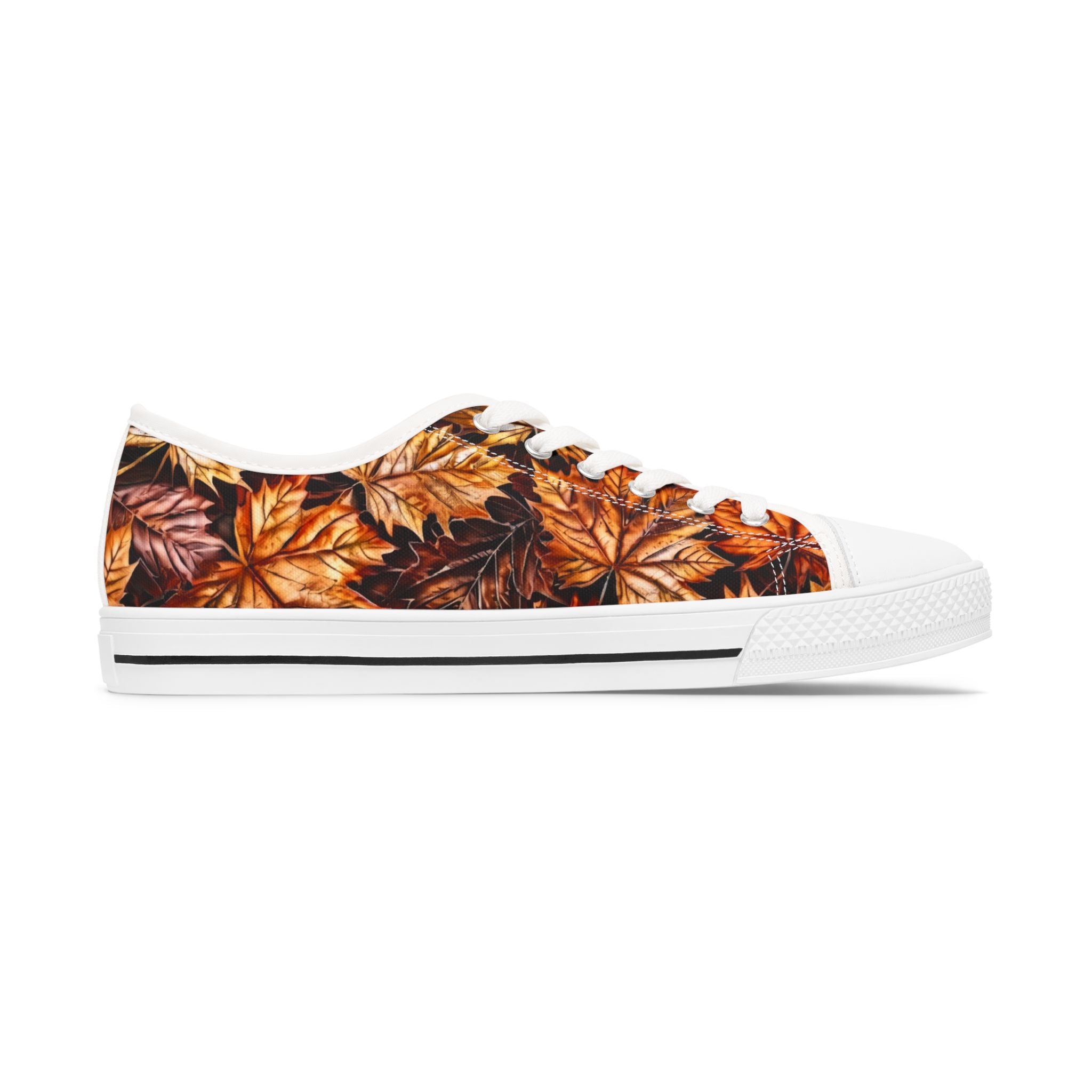 Low Top Sneakers - Autumn Leaves Pattern Women’s Casual Canvas Shoes