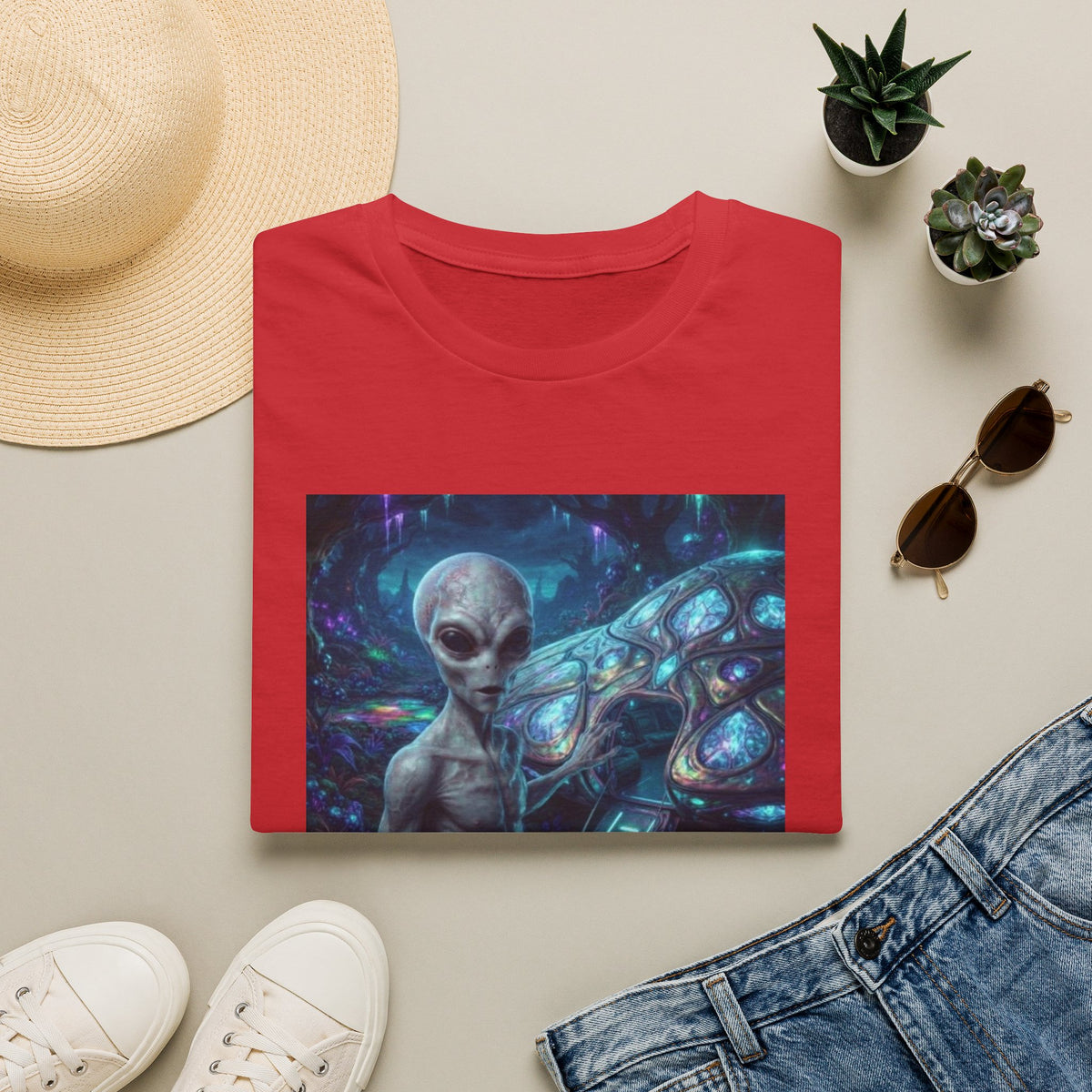 Alien Encounter T‑Shirt — Galactic Grey Extraterrestrial Art Tee