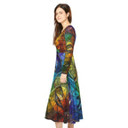 Abstract Long Sleeve Dress | Colorful Geometric Art design | No More Stolen Sisters Series