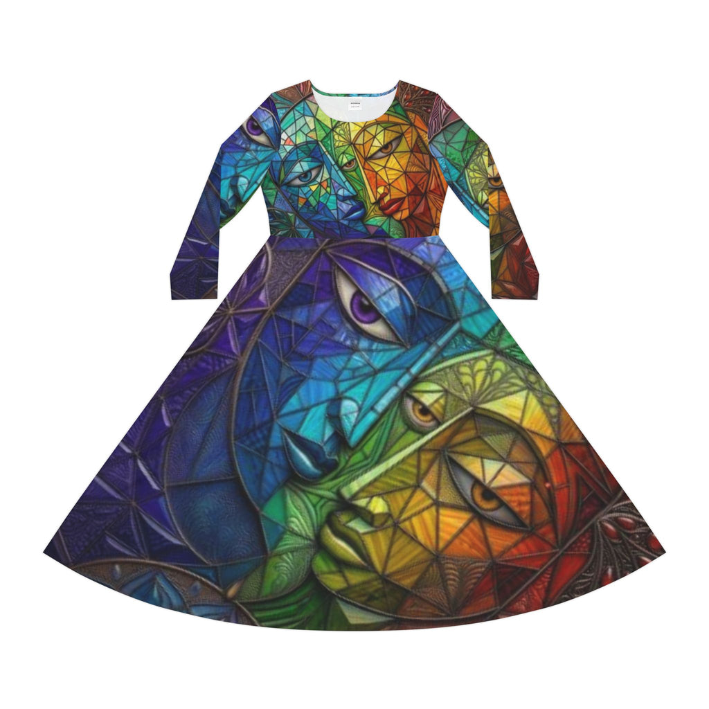 Abstract Long Sleeve Dress | Colorful Geometric Art design | No More Stolen Sisters Series