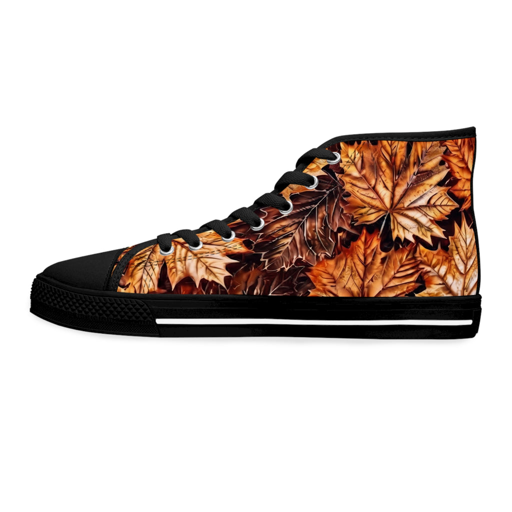 Sneakers alte da donna con foglie d'acero autunnali | Motivo foglie autunnali