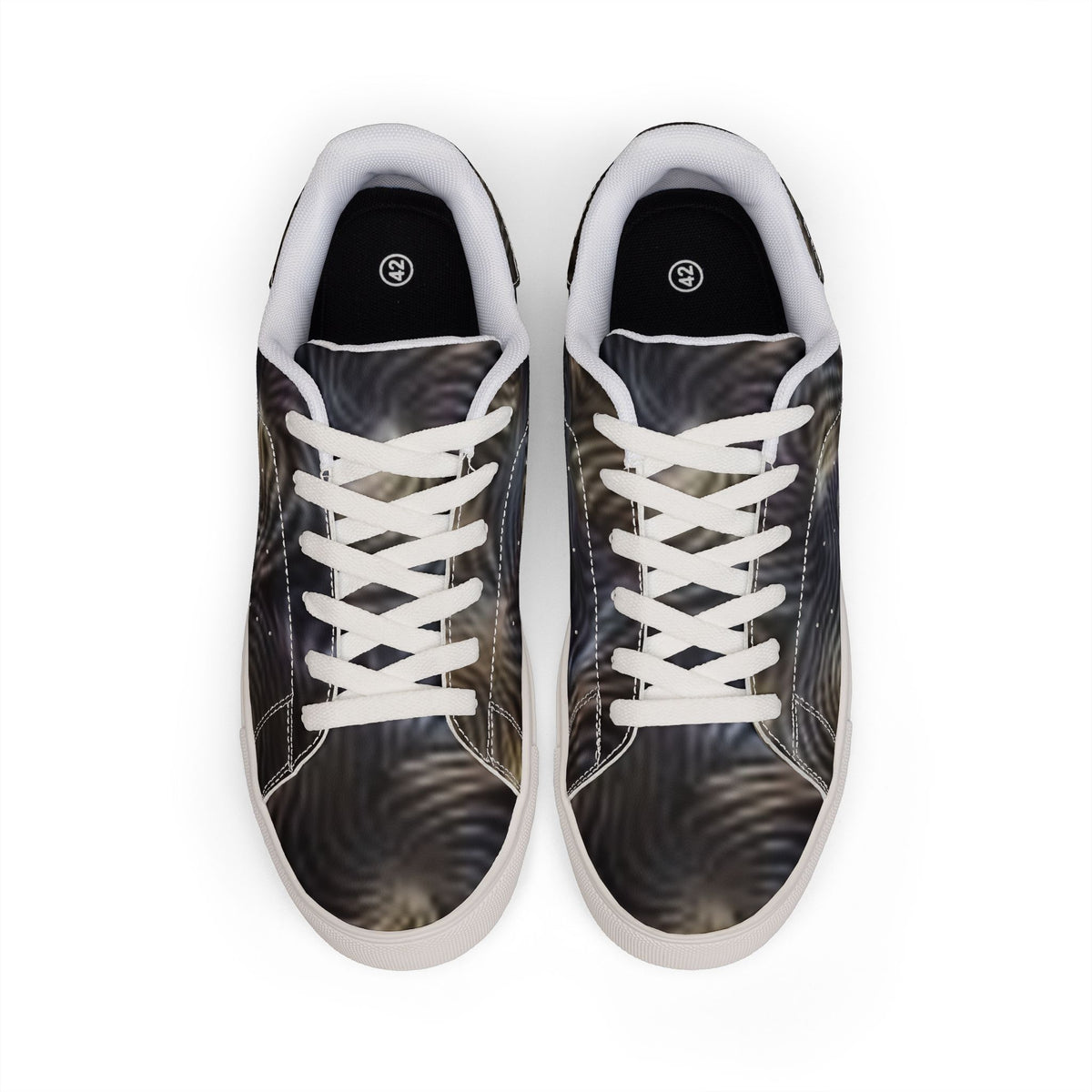 Low-Top Sneakers — Abstract Swirl Leather Design