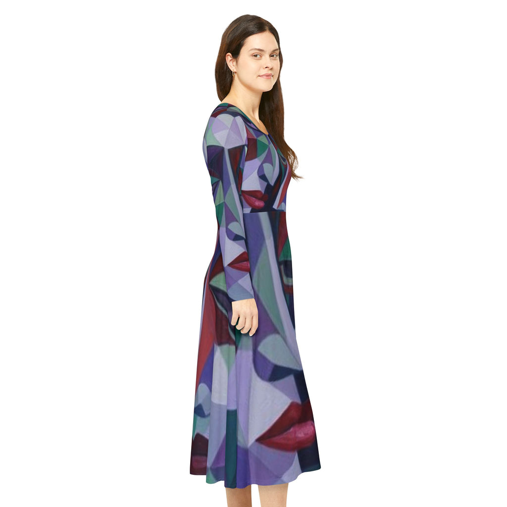 Geometric Abstract Long Sleeve Dance Dress| "No More Stolen Sisters" Series #mmiwg