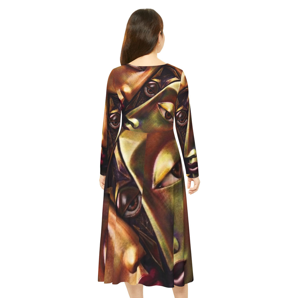 Abstract Long Sleeve Dress – Artistic dress  "No More Stolen Sisters!" #mmiwg Collection