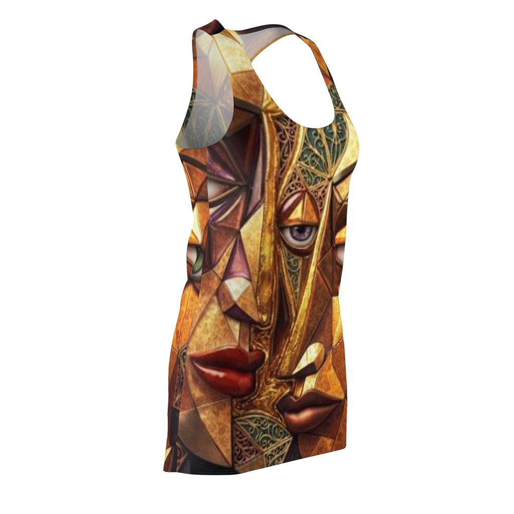 Abstract Tribal Faces Racerback Dress — "No More Stolen Sisters!" Collection