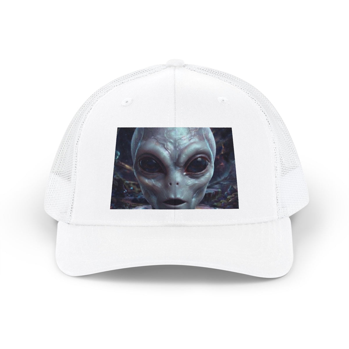 Alien Face Snapback Trucker Cap — Sci‑Fi Extraterrestrial Graphic Hat
