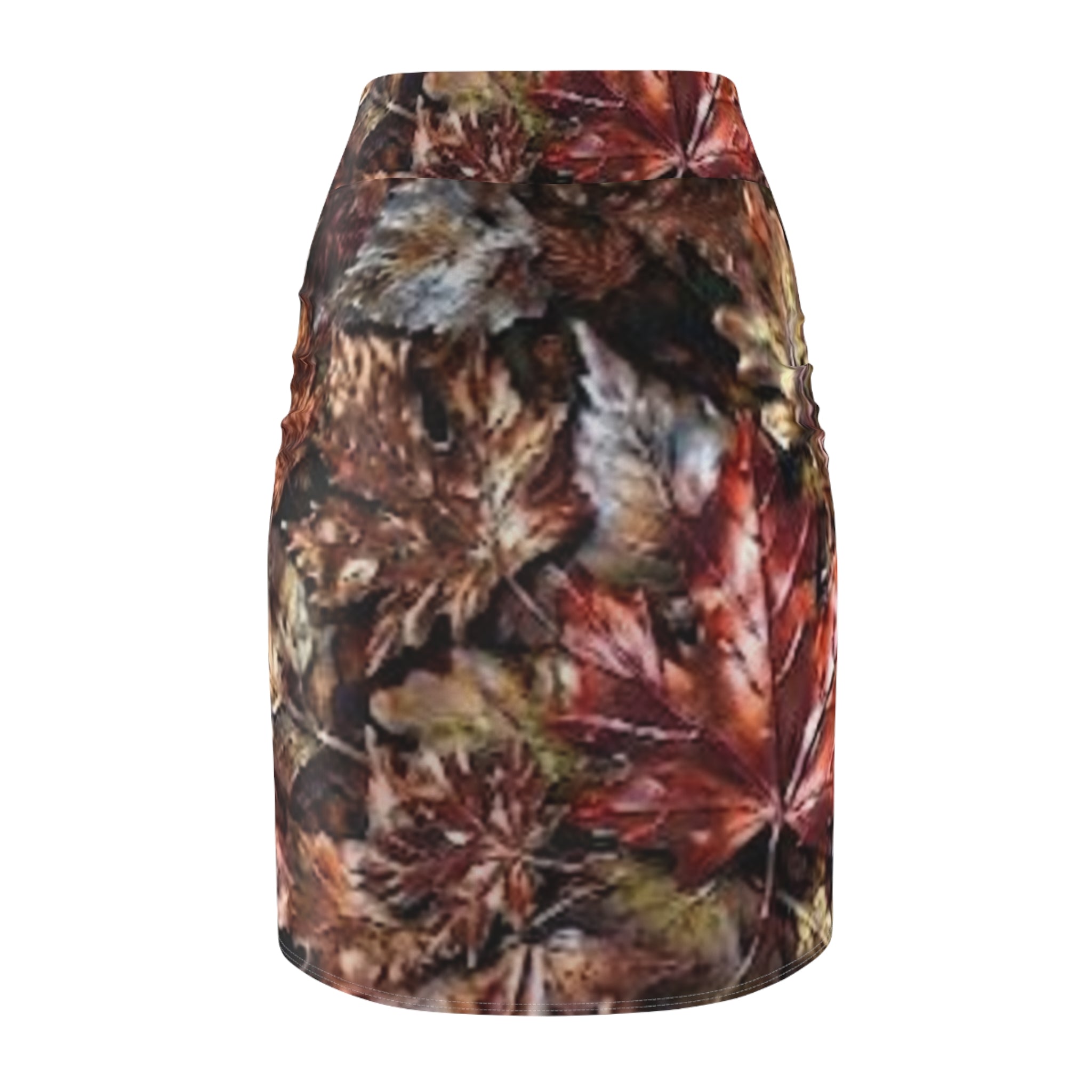 Autumn Leaves Pencil Skirt — Fall Colors Golden Leaf Print -  "No More Stolen Sisters!" #mmiwg Collection