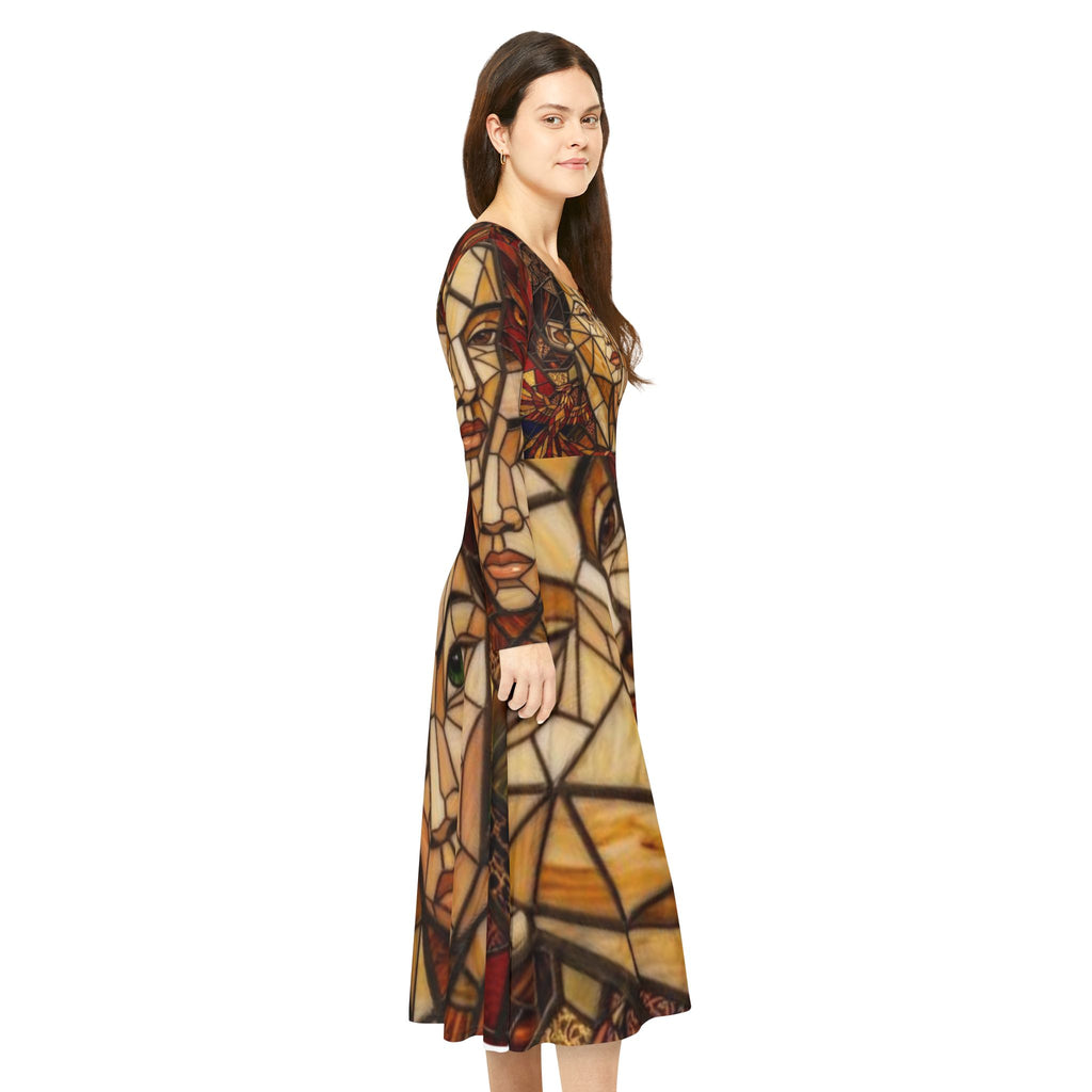 Abtract Unique Women's Long Sleeve Dance Dress, No More Stolen Sisters Series #mmiwg