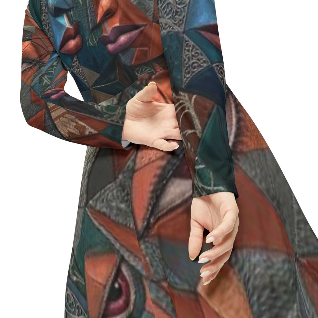 Abstract Dress | Geometric Long Sleeve Dress  |  "No More Stolen Sisters" Series #mmiwg