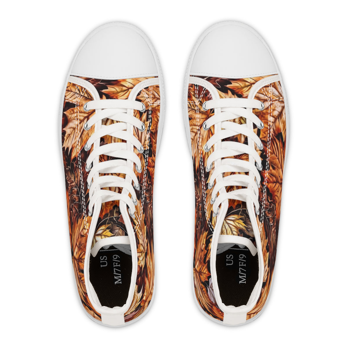 Sneakers alte da donna con foglie d'acero autunnali | Motivo foglie autunnali