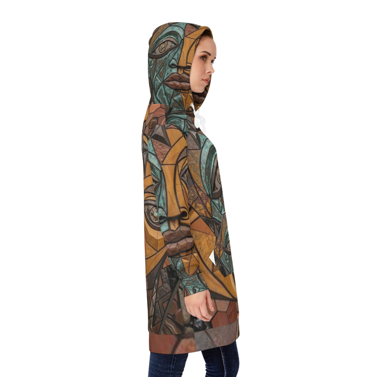 Geometric Mosaic Face Hoodie Dress | No More Stolen Sisters Series #mmiwg
