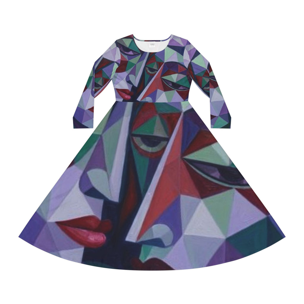 Geometric Abstract Long Sleeve Dance Dress| "No More Stolen Sisters" Series #mmiwg