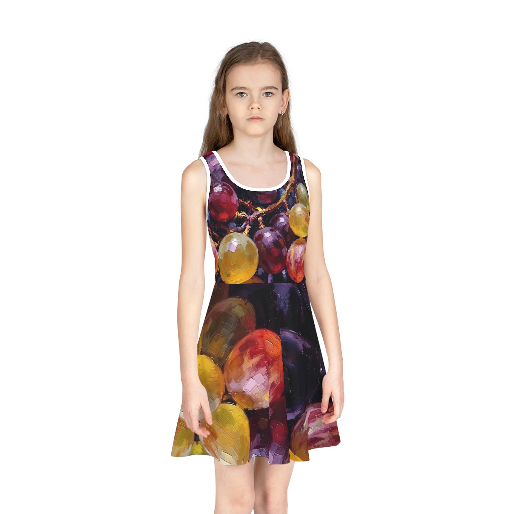 Girls Sundress Grape Print AOP Summer Dress -Bare Good Fruit Dress "No More Stolen Sisters!" #mmiwg Collection