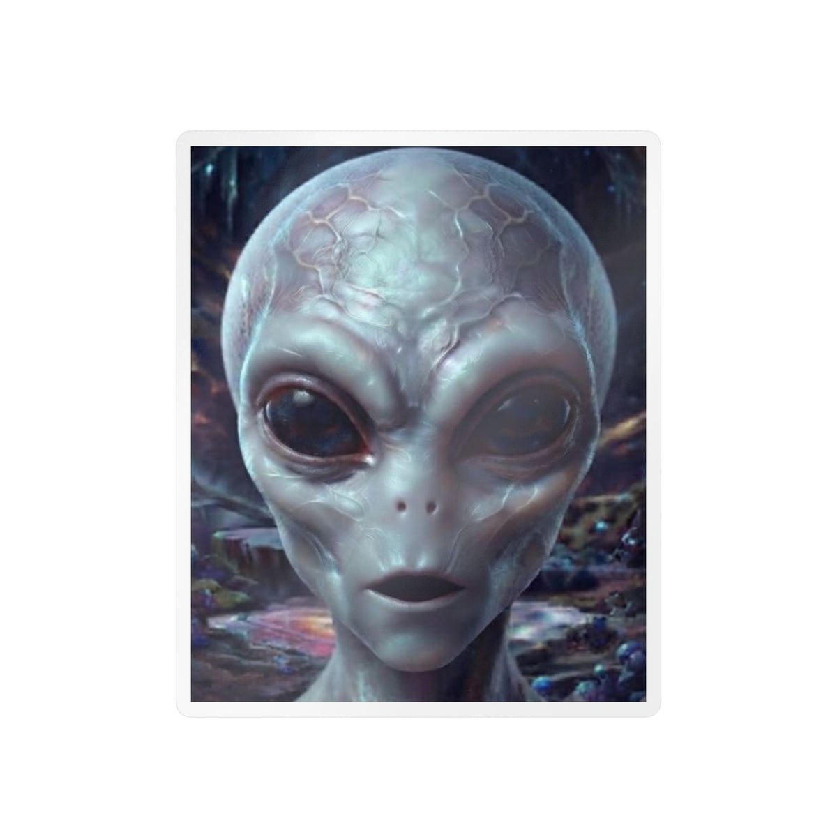 Alien Face Vinyl Decal — Kiss-Cut Extraterrestrial Sticker for Laptops, Windows & Gear
