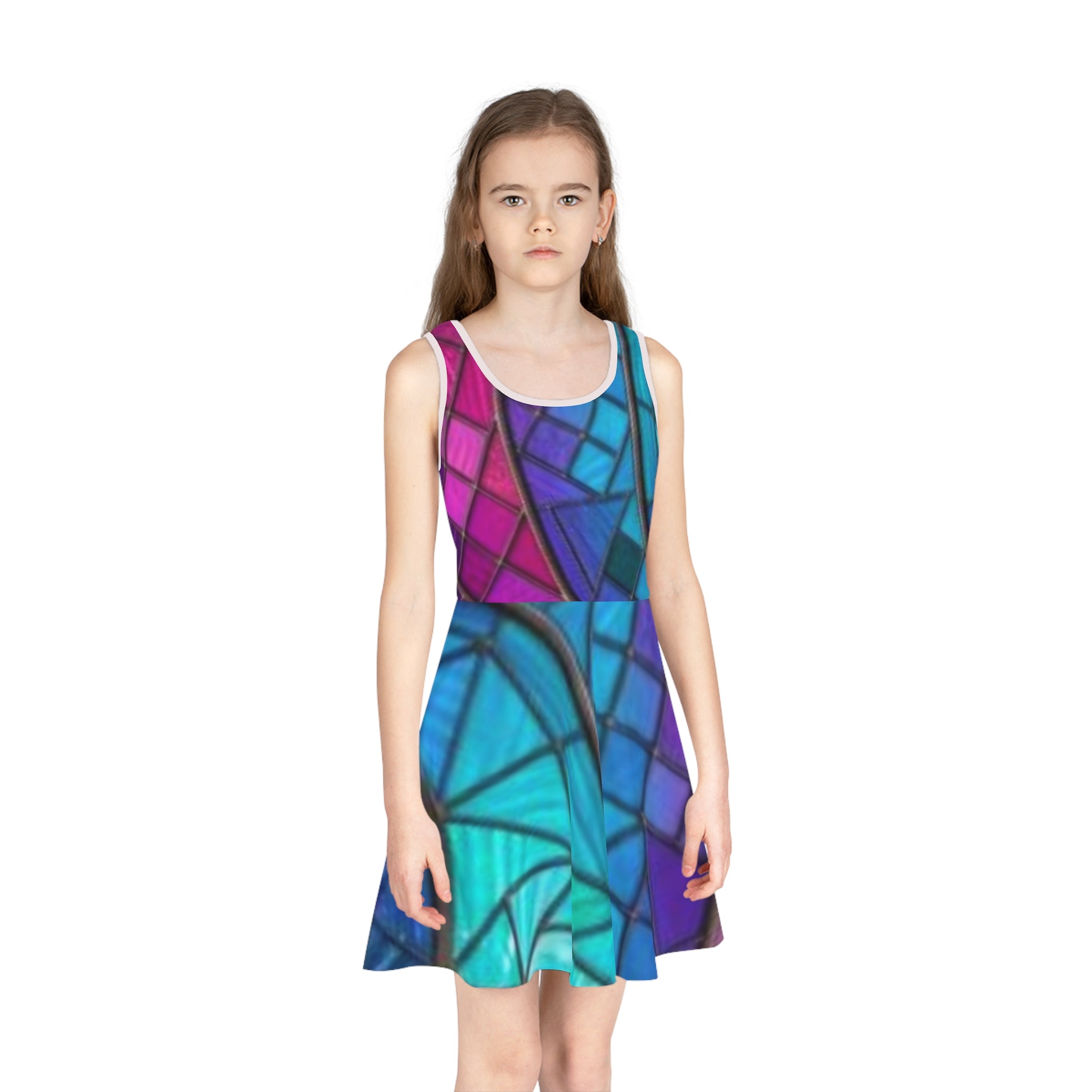 Mosaic Girls' Sundress | Colorful Geometric Tank Dress| No More Stolen Sisters Series #mmiwg