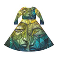 Robe de danse à manches longues à imprimé géométrique | Mosaïque abstraite | Série "No More Stolen Sisters" #mmiwg