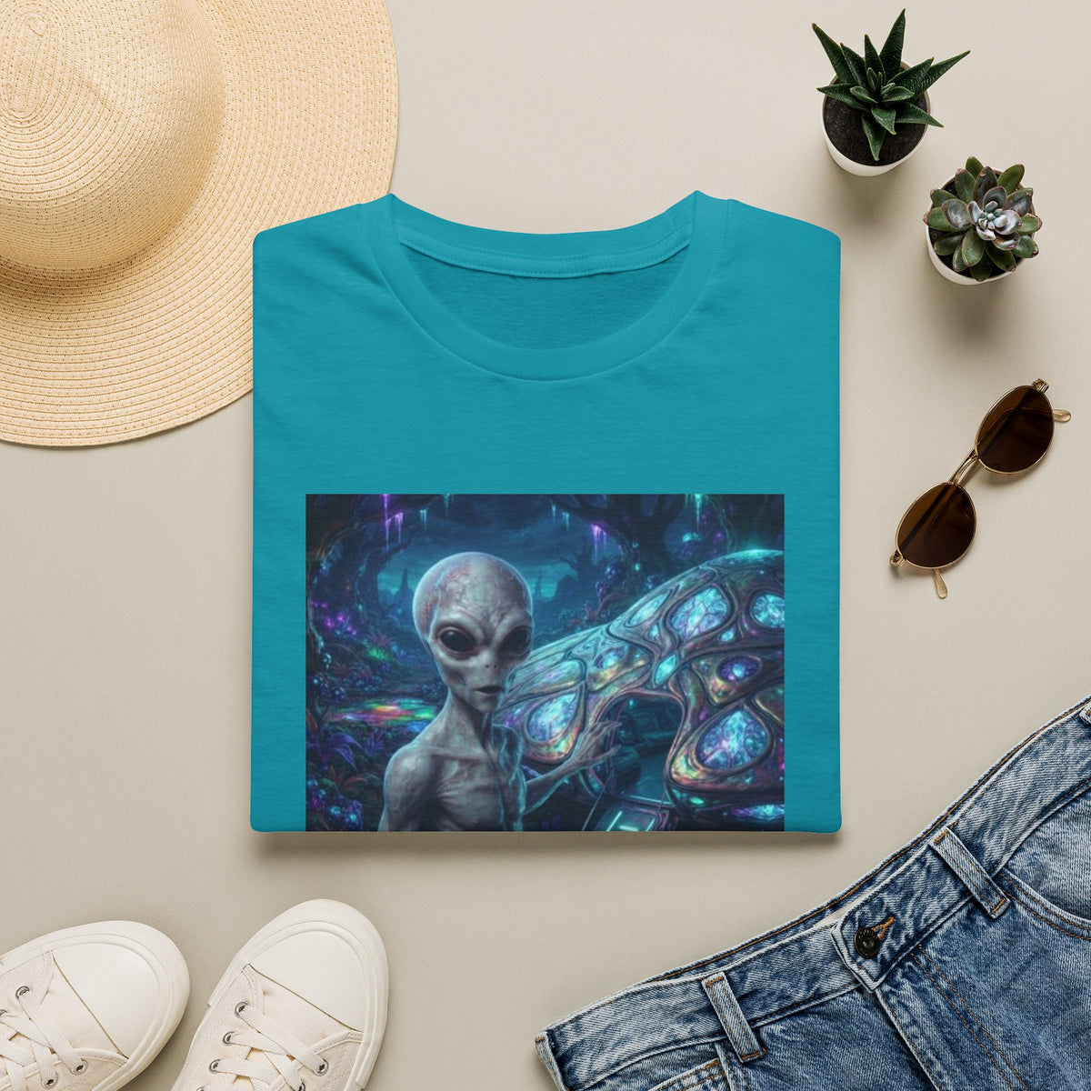 Alien Encounter T‑Shirt — Galactic Grey Extraterrestrial Art Tee