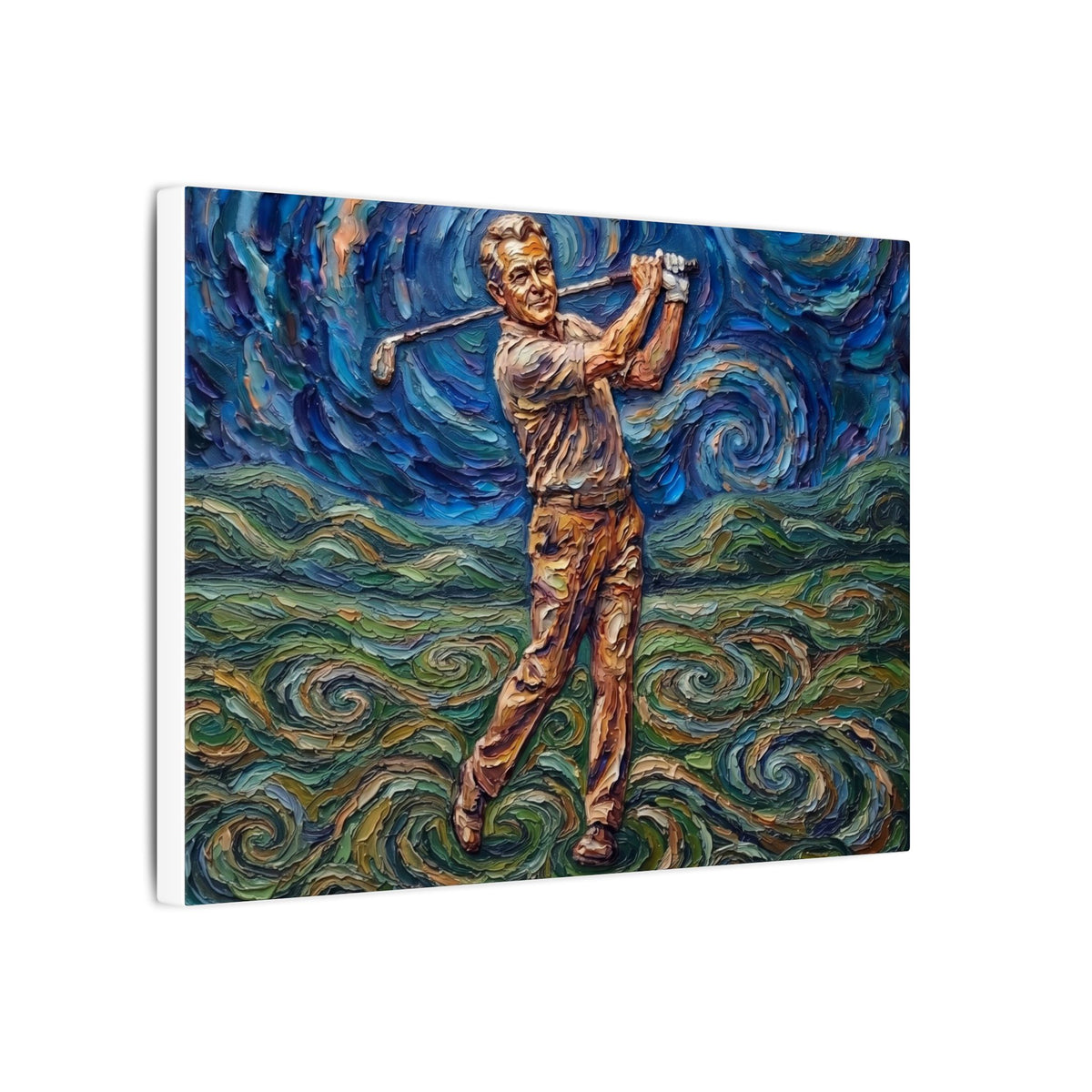 Golf Swing Matte Canvas Wall Art — Impressionist Golfer Painting