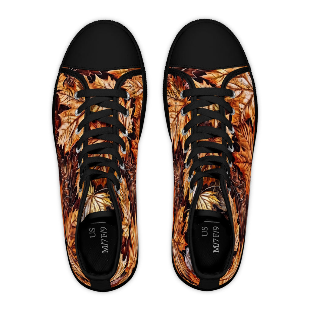 Autumn Leaves High Top Sneakers | Fall Leaf Pattern Canvas Shoes