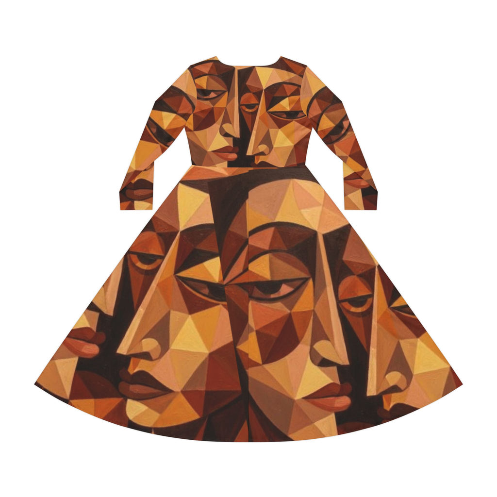 Vestido de Caras Geométricas Abstractas | Vestido de Baile de Manga Larga Serie No Más Hermanas Robadas #mmiwg