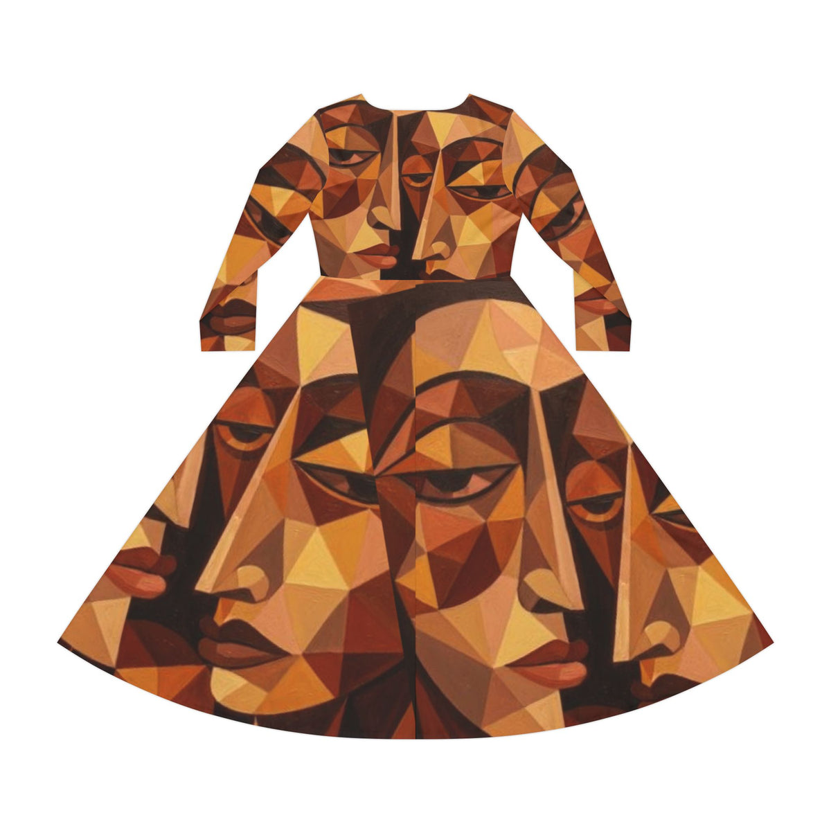 Geometric Abstract Faces Dress | Long Sleeve Dance Dress No More Stolen Sisters Series #mmiwg
