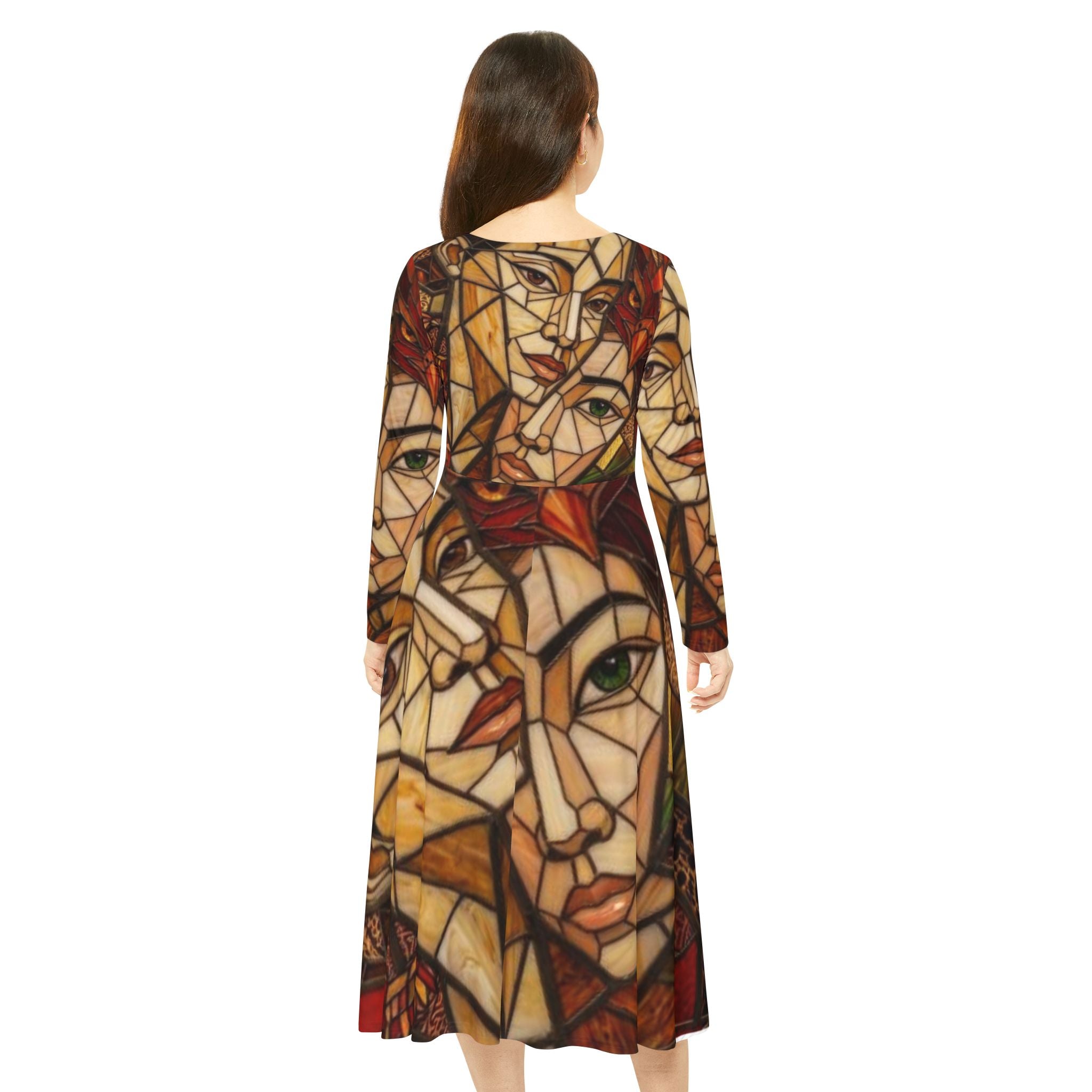 Abtract Unique Women's Long Sleeve Dance Dress, No More Stolen Sisters Series #mmiwg