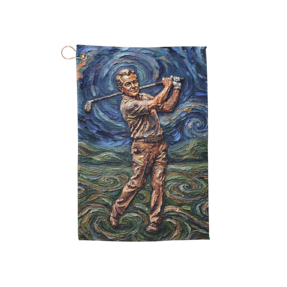 Painted Golfer Golf Towel – Artistic Swirl Golf Accessory